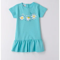 Abito mc turchese con 3 margherite