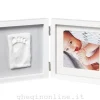 Baby art my baby style simple porta foto con kit impronta per mano o piede del neonato regalo nascita o bomboniera per battesimo sfondo grigio