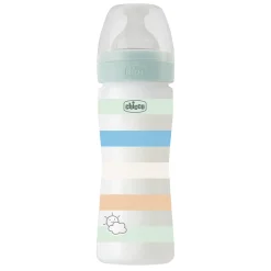 Biberon benessere 250ml flusso medio in plastica verde azzurro – chicco