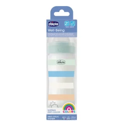 Biberon benessere 250ml flusso medio in plastica verde azzurro – chicco
