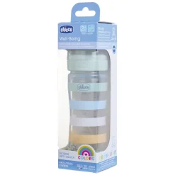 Biberon benessere 250ml flusso medio in plastica verde azzurro – chicco