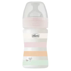 Biberon benessere 150ml flusso lento in plastica bianco rosa – chicco