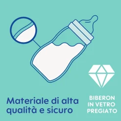 Biberon feel good 170 ml in vetro +0 mesi con tettarella misura 1, neutro – mam