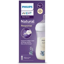 Biberon natural con tettarella a risposta naturale decorazione koala da 260ml 1m+ | senza bpa – philips avent