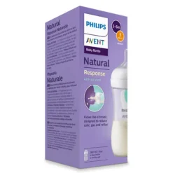 Biberon natural con tettarella a risposta naturale e valvola airfree da 260 ml 3-6m flusso 3 | senza bpa – philips avent