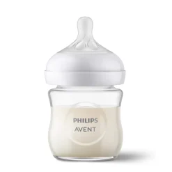 Biberon natural in vetro con tettarella a risposta naturale da 120ml 0m+ | senza bpa – philips avent