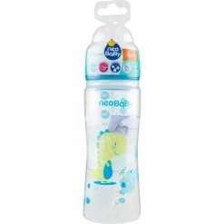 Biberon pp collo largo silicone 330ml – blu – flusso veloce – neo baby