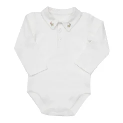 Body jersey stretch bimbo bianco colletto ricamato