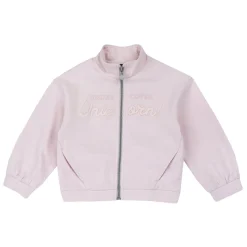 Cardigan fleece rosa stampa tono su tono – chicco