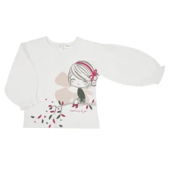 Casual t-shirt manica lunga bimba bianca stampata
