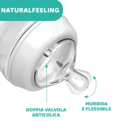 Chicco – biberon naturalfeeling neutro, 6m+, 330 ml, flusso veloce