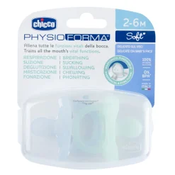 Chicco – physioforma gommotto azzuro/verde in silicone 2 pezzi | 2-6 mesi