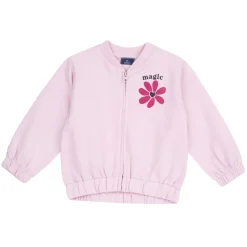 Chicco felpa con zip rosa, fiorellino e scritta magic