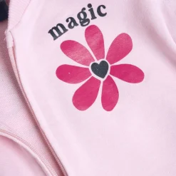 Chicco felpa con zip rosa, fiorellino e scritta magic