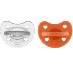 Chicco gommotto silicone luxe 16-36m 2pz arancio/trasparente