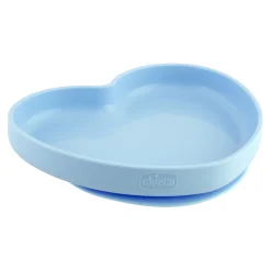 Chicco piatto cuore silicone blu 9m+
