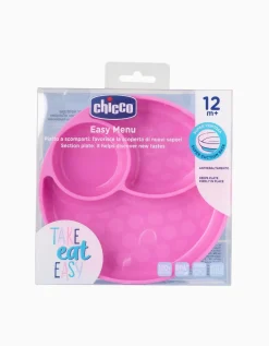 Chicco piatto porzionato silicone rosa 12m+