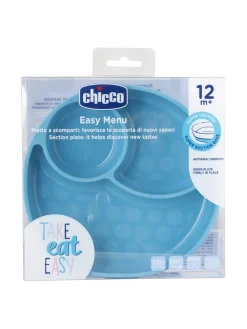 Chicco piatto porzionato silicone blu 12m+