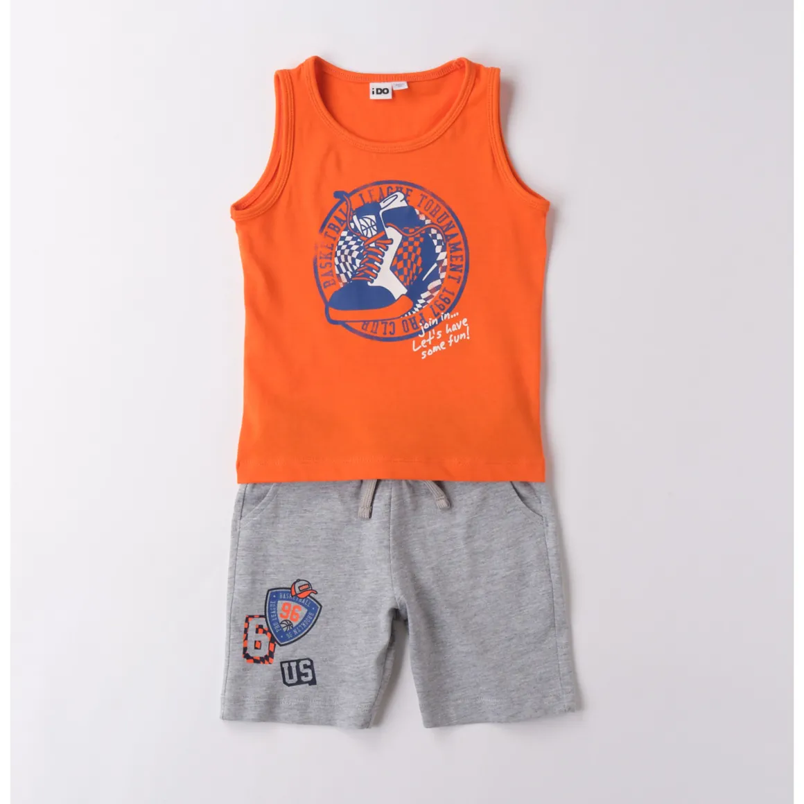 Completo corto short grigio + canotta arancio st scarpa