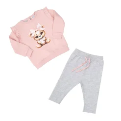 Completo jogging bimba rosa/grigio stampato