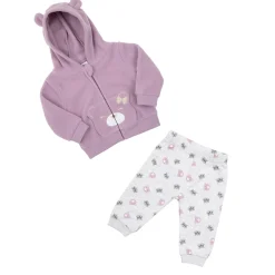 Completo jogging pile bimba lilla/grigio con cappuccio
