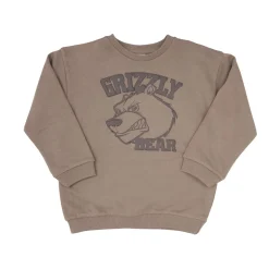 Felpa bimbo marrone stampa “orso”