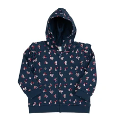 Felpa blu bimba con cappuccio allover