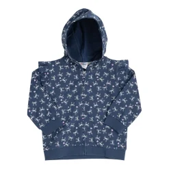 Felpa zip bimba blu stampata