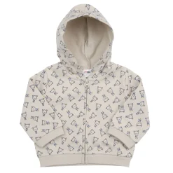 Felpa zip bimbo beige stampata