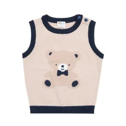 Gilet tricot bimbo panna intarsio orsetto
