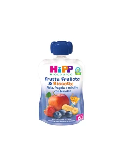 Hipp – frutta frullata & biscotto – mela, fragola e mirtillo con biscotto 90gr
