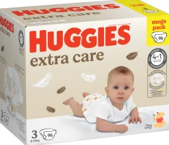 Huggies pannolini extra care mega pack. tg.3 (6-10 kg), 96 pannolini