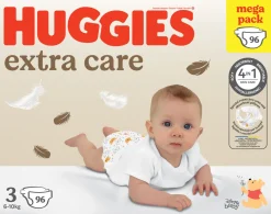 Huggies pannolini extra care mega pack. tg.3 (6-10 kg), 96 pannolini