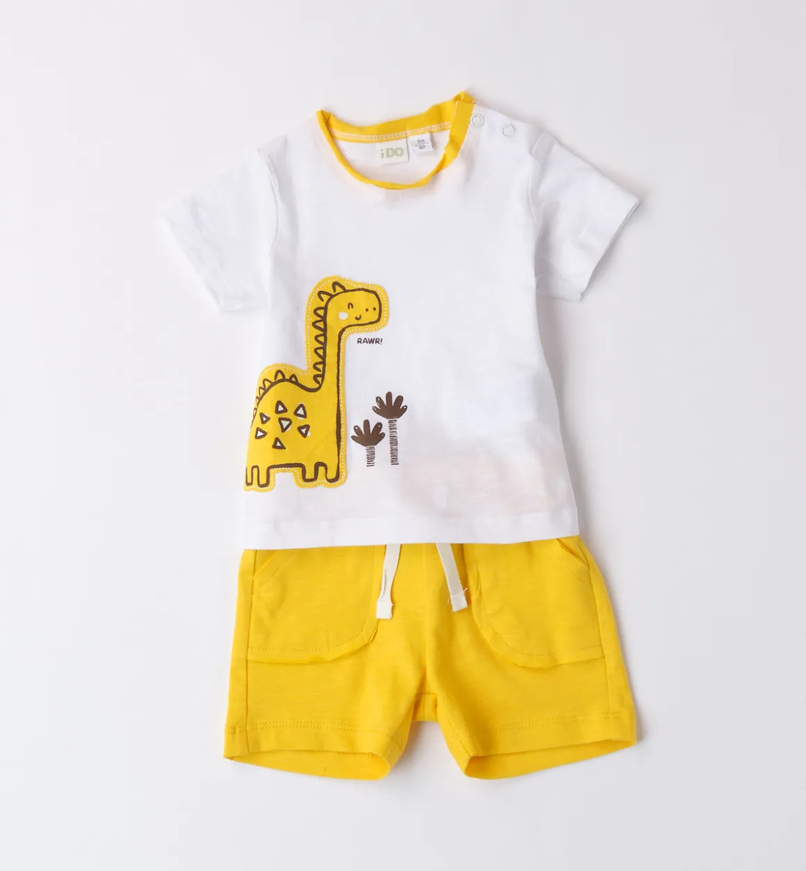 Ido set corto 2 pezzi ts giraffa e short giallo
