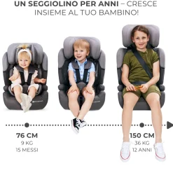 Kinderkraft seggiolino auto comfort up i-size black 76-150 cm