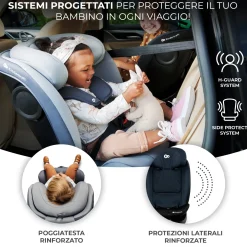 Kinderkraft seggiolino auto i-grow i-size black 40-150cm con base girevole