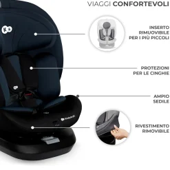 Kinderkraft seggiolino auto i-grow i-size black 40-150cm con base girevole