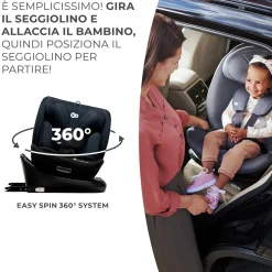 Kinderkraft seggiolino auto i-grow i-size black 40-150cm con base girevole