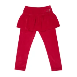 Legging ciniglia bimba rosso decorato
