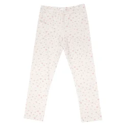 Legging stretch bimba beige trama a quadri stampati