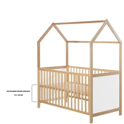 Lettino a casetta evolutivo 70×140 naturale bianco – roba