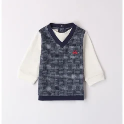 Maglia felpa finto gilet pied de poulle