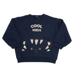 Maglia felpato bimbo blue scuro stampata
