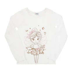 Maglia jersey manica lunga bimba bianca stampata