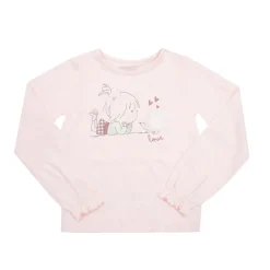 Maglia jersey manica lunga bimba rosa chiaro stampata