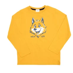 Maglia maniche lunghe bimbo gialla stampata