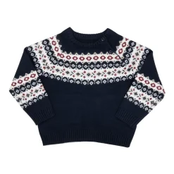 Maglia tricot bimbo blu con greca larga