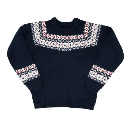 Maglia tricot bimbo blu con greca larga