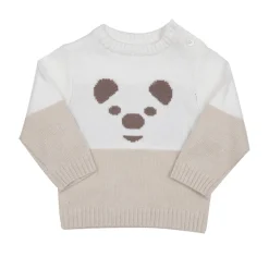 Maglia tricot bimbo panna/beige con intarso