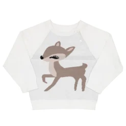 Maglia tricot raglan bimba panna con intarso